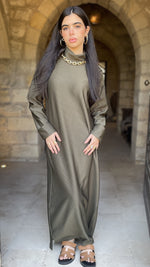 Olive Fleece Lined Dress