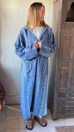 Blue Nomadic Printed Hooded Cardigan