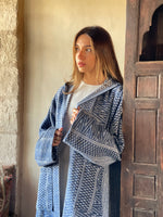 Blue Nomadic Printed Hooded Cardigan