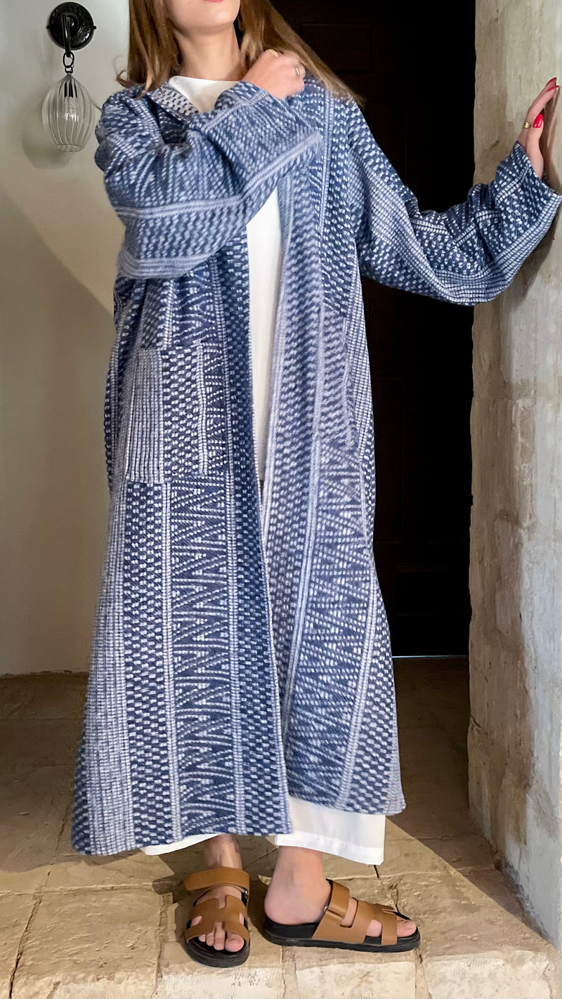 Blue Nomadic Printed Hooded Cardigan