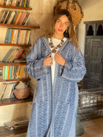 Blue Nomadic Printed Hooded Cardigan