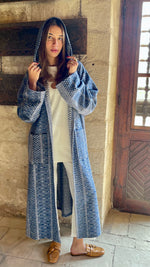 Blue Nomadic Printed Hooded Cardigan