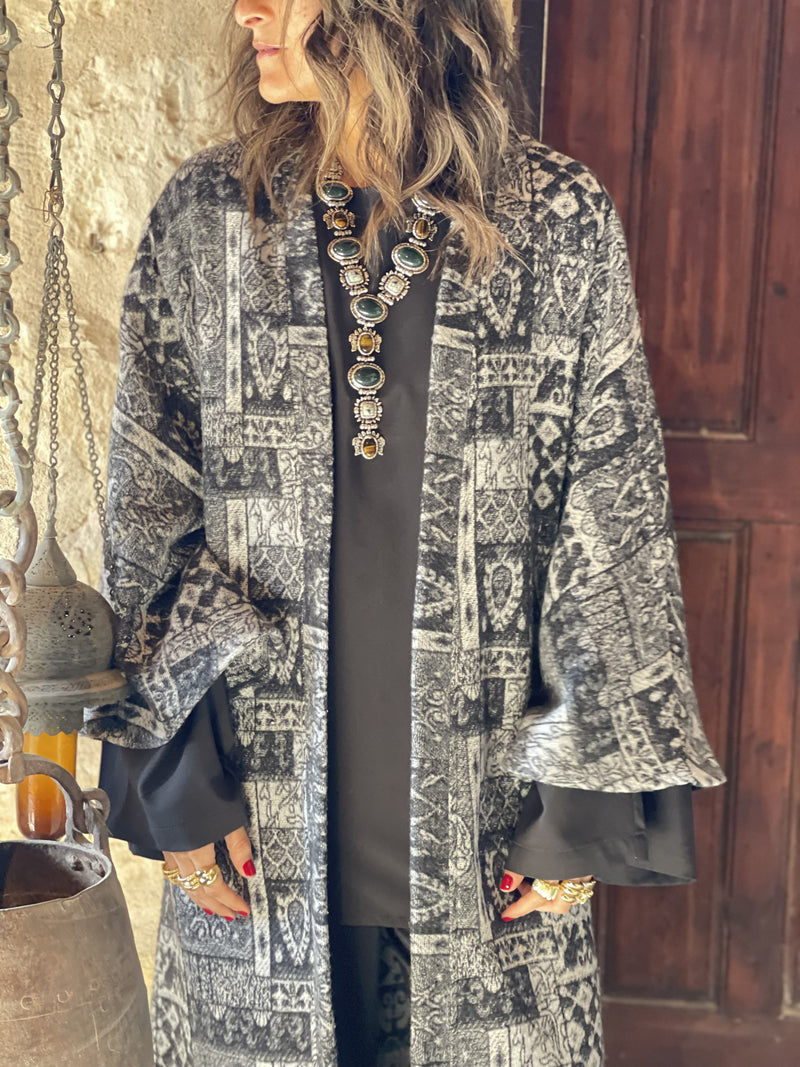 Charcoal Moonlit Printed Cardigan