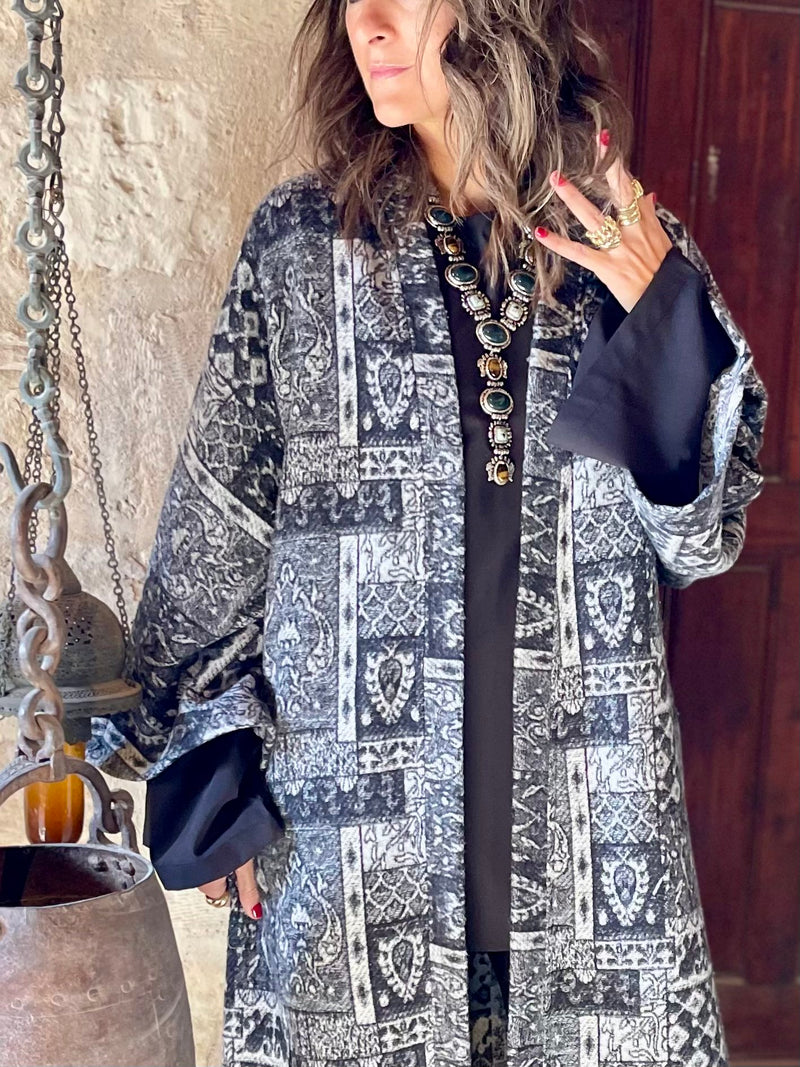 Charcoal Moonlit Printed Cardigan