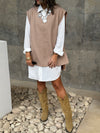 Beige Preppy High Low Vest