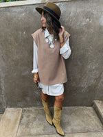 Beige Preppy High Low Vest