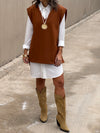 Camel Preppy High Low Vest