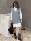 Grey Preppy High Low Vest