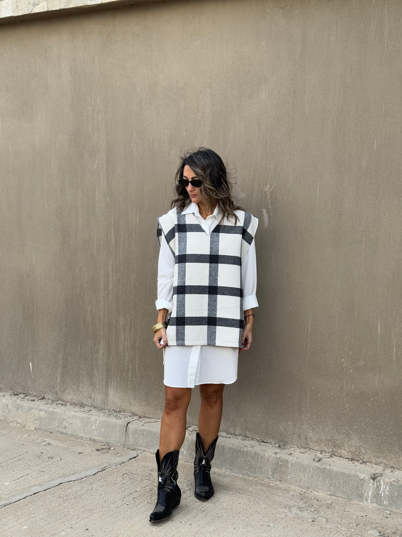 Checkered Preppy High Low Vest