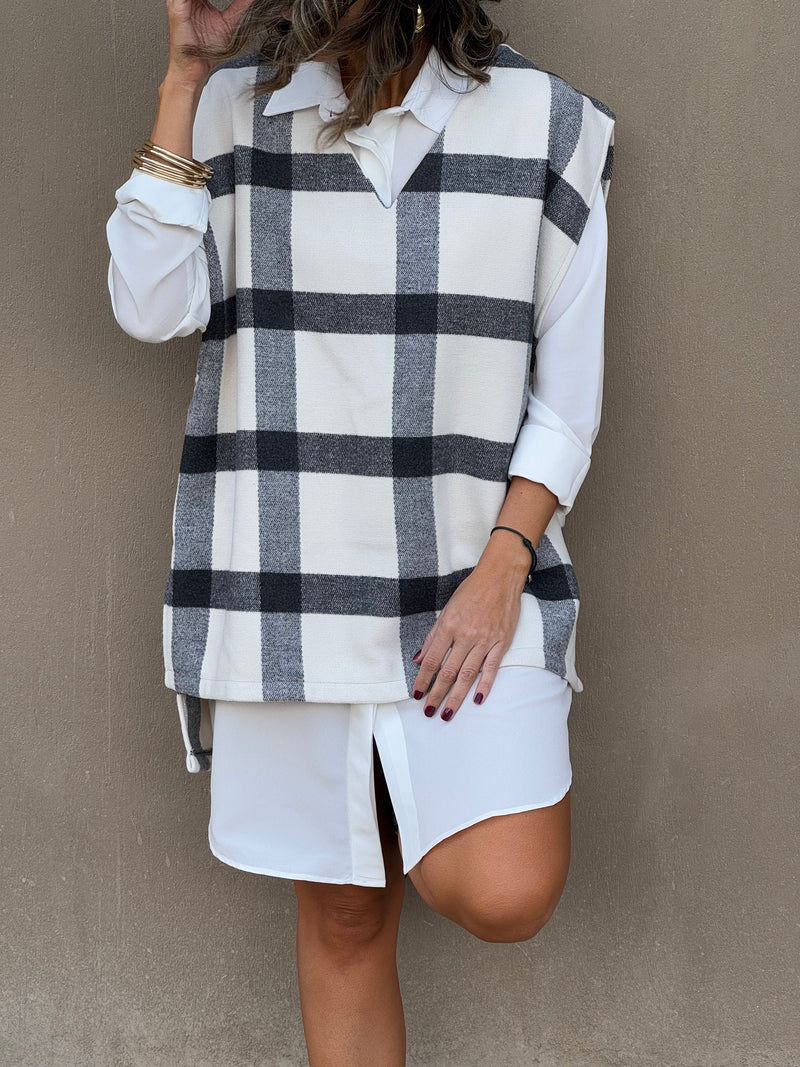 Checkered Preppy High Low Vest