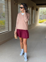 Burgundy Preppy School Girl Skirt