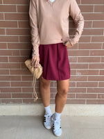 Burgundy Preppy School Girl Skirt