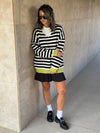 Black & White Striped V Sweater