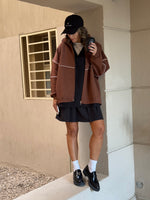 Chocolate Brown Retro Butter Soft Zip Up