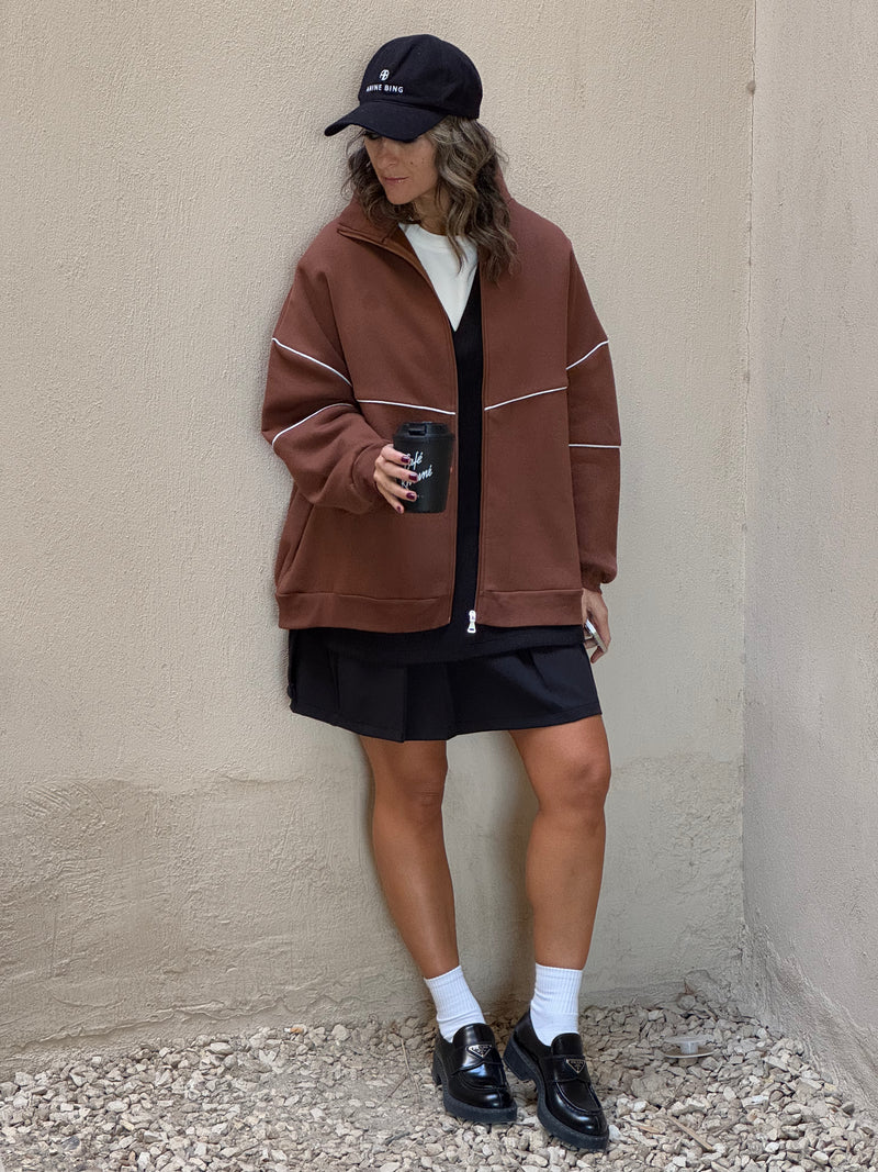 Chocolate Brown Retro Butter Soft Zip Up