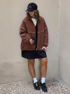 Chocolate Brown Retro Butter Soft Zip Up