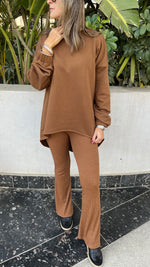 Camel Cotton High Low Sweater