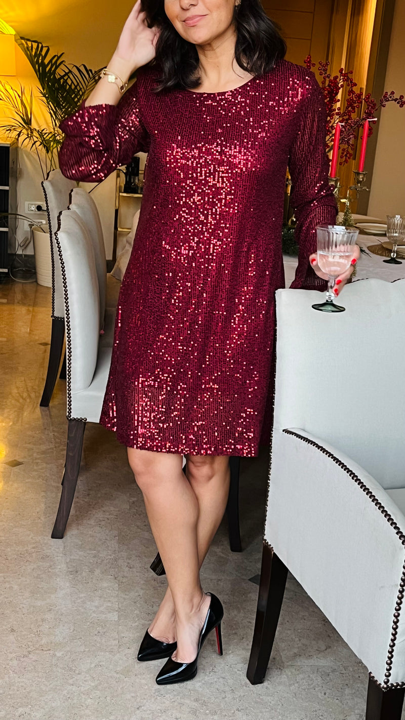 Burgundy Party At The Disco Dress