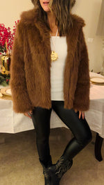 Camel Faux Fur Long Jacket