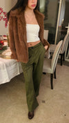 Camel Faux Fur Long Jacket