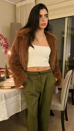 Camel Faux Fur Long Jacket