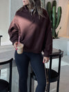 Brown Fleece Lined Quarter Zip Up Sweatshirt