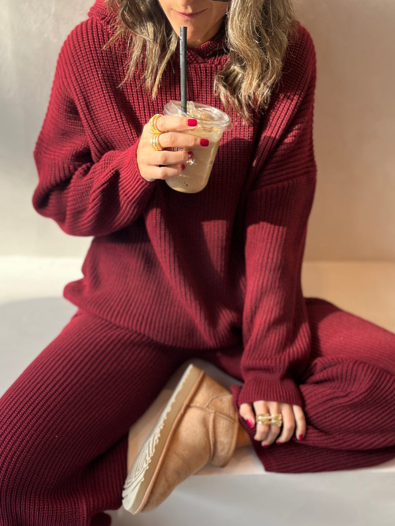 PREORDER Burgundy Knit Set