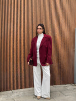 Burgundy Sophisticated Oversize Blazer