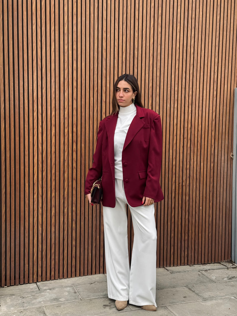 Burgundy Sophisticated Oversize Blazer