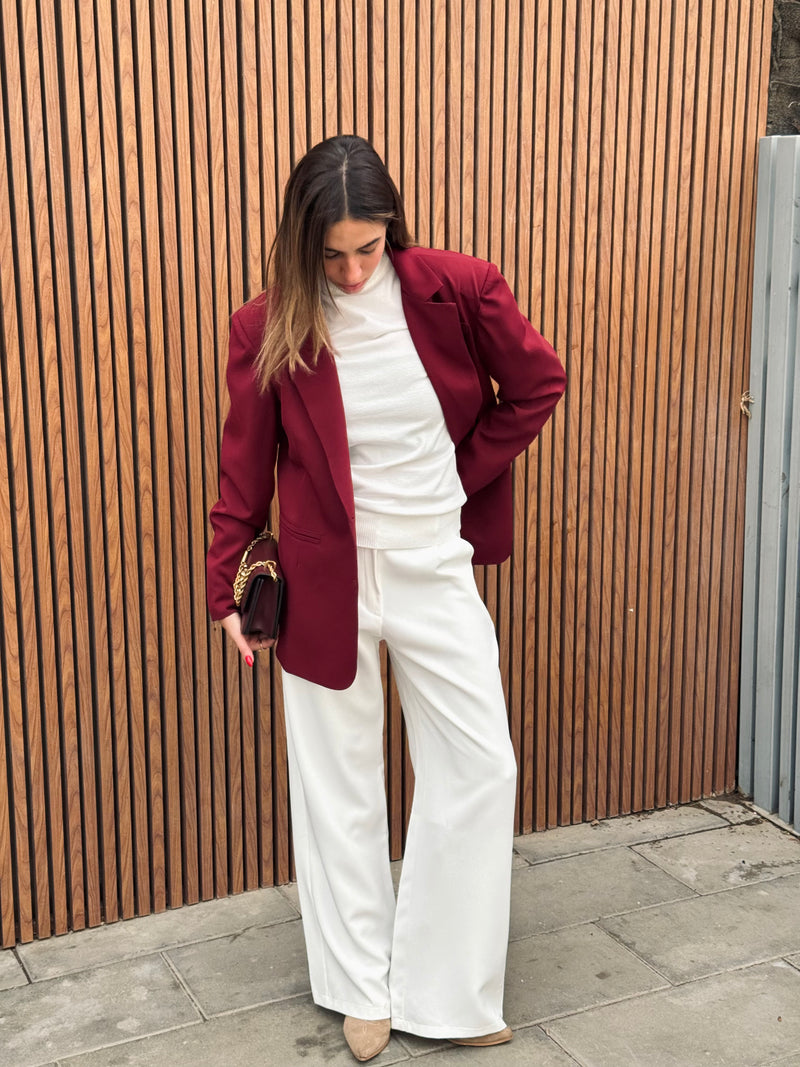 Burgundy Sophisticated Oversize Blazer