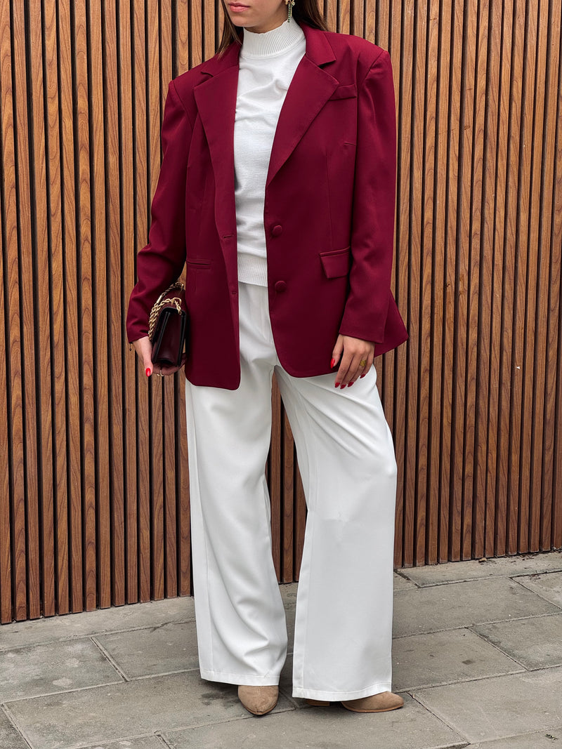 Burgundy Sophisticated Oversize Blazer