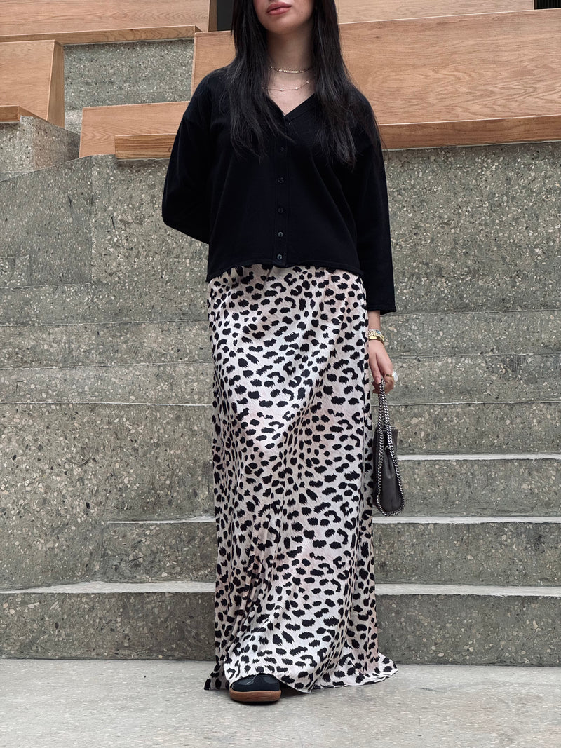 Leopard Satin Skirt