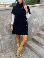 Black High Neck Kate Poncho