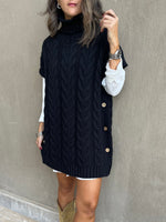 Black High Neck Kate Poncho