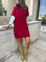 Burgundy High Neck Kate Poncho