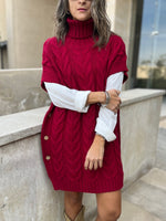 Burgundy High Neck Kate Poncho