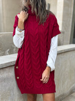 Burgundy High Neck Kate Poncho