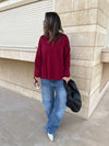 Burgundy Collard Long Sleeve Pullover