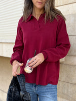 Burgundy Collard Long Sleeve Pullover