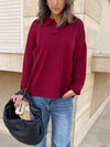 Burgundy Collard Long Sleeve Pullover