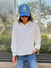 White Collard Long Sleeve Pullover