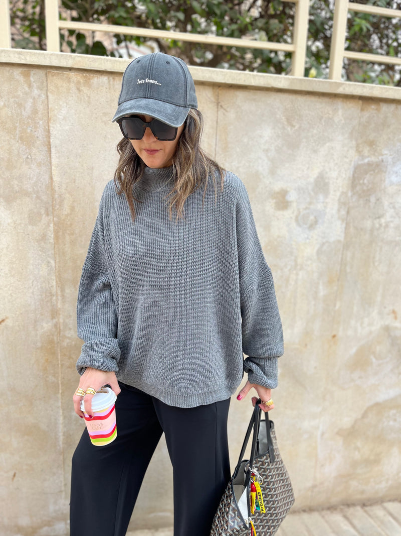 Dark Grey High Neck Bliss Pullover