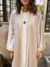 Beige Layali Velvet Kaftan