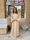 Beige Layali Velvet Kaftan