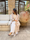 Beige Layali Velvet Kaftan