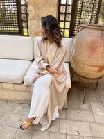 Beige Layali Velvet Kaftan