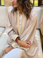 Beige Layali Velvet Kaftan