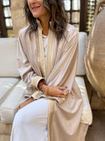 Beige Layali Velvet Kaftan