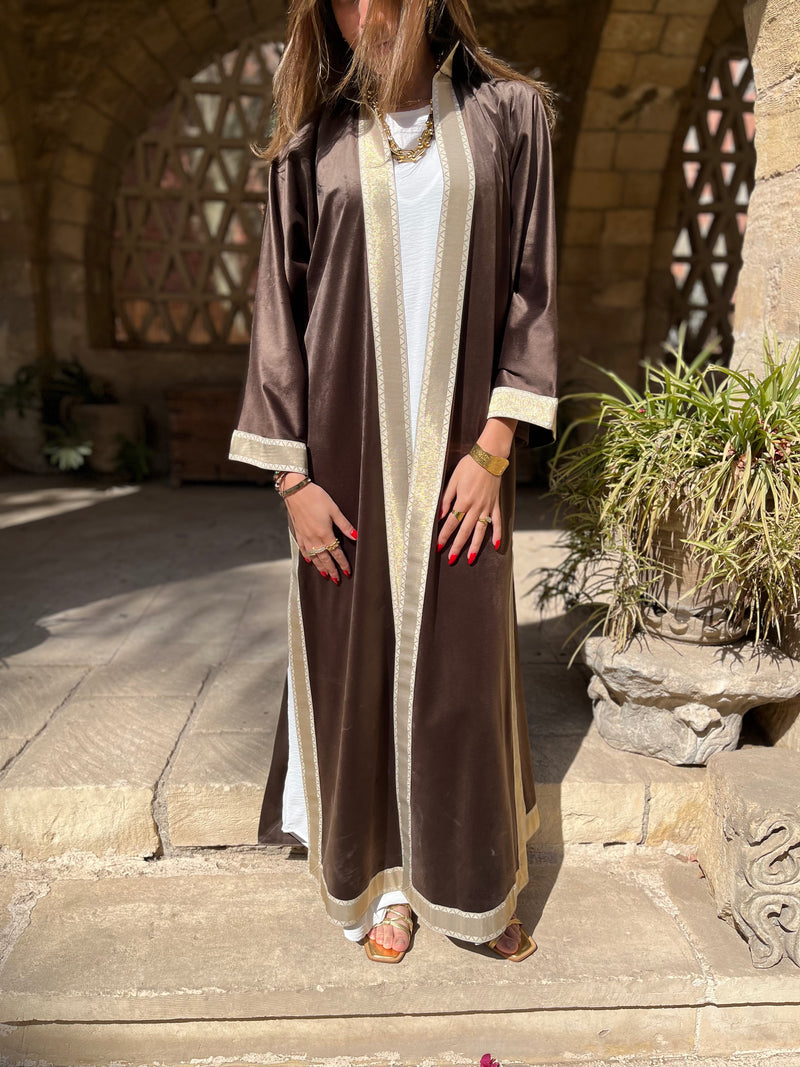 Brown Layali Velvet Kaftan