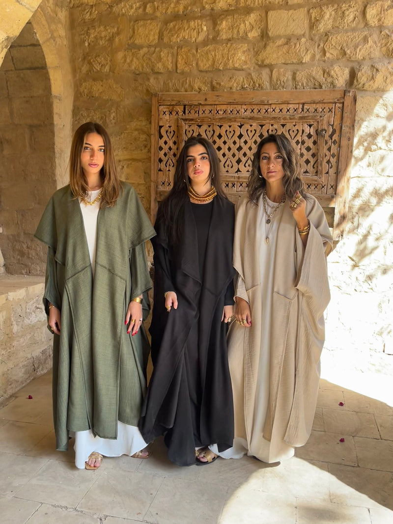 Olive Midnight Shawl Hooded Kaftan